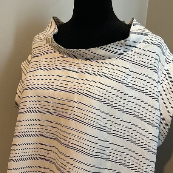 CAbi Striped Madeline Blouse Mock Neck Style 236 Cap Sleeve Size A - Picture 2 of 8
